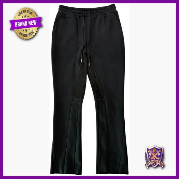 Heavyweight Fleece Flared Sweatpants Men's Wide Leg Streetwear with Pockets